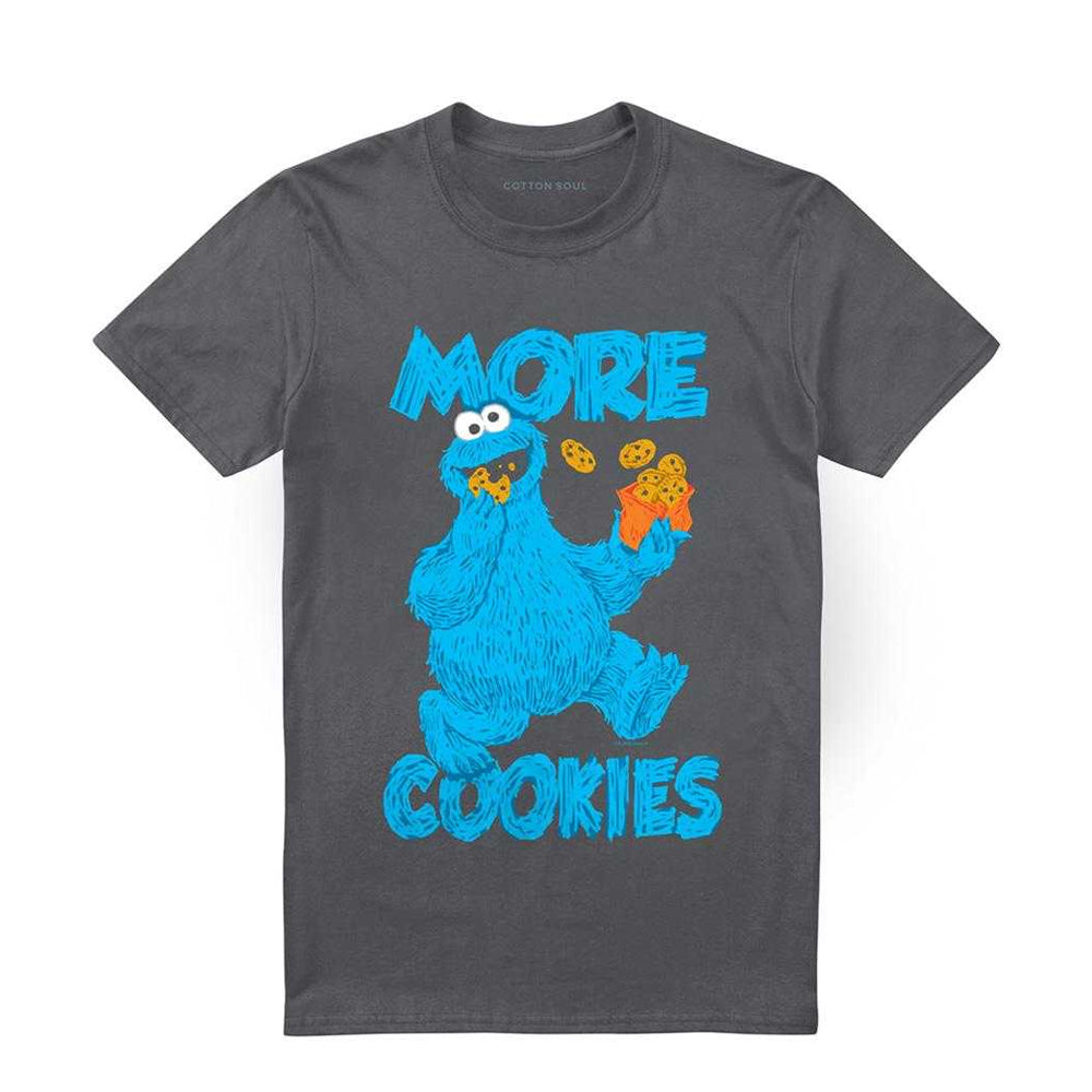 Charcoal - Front - Sesame Street Unisex Adult More Cookies T-Shirt