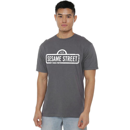 Charcoal - Back - Sesame Street Unisex Adult Logo T-Shirt
