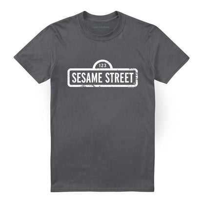 Charcoal - Front - Sesame Street Unisex Adult Logo T-Shirt