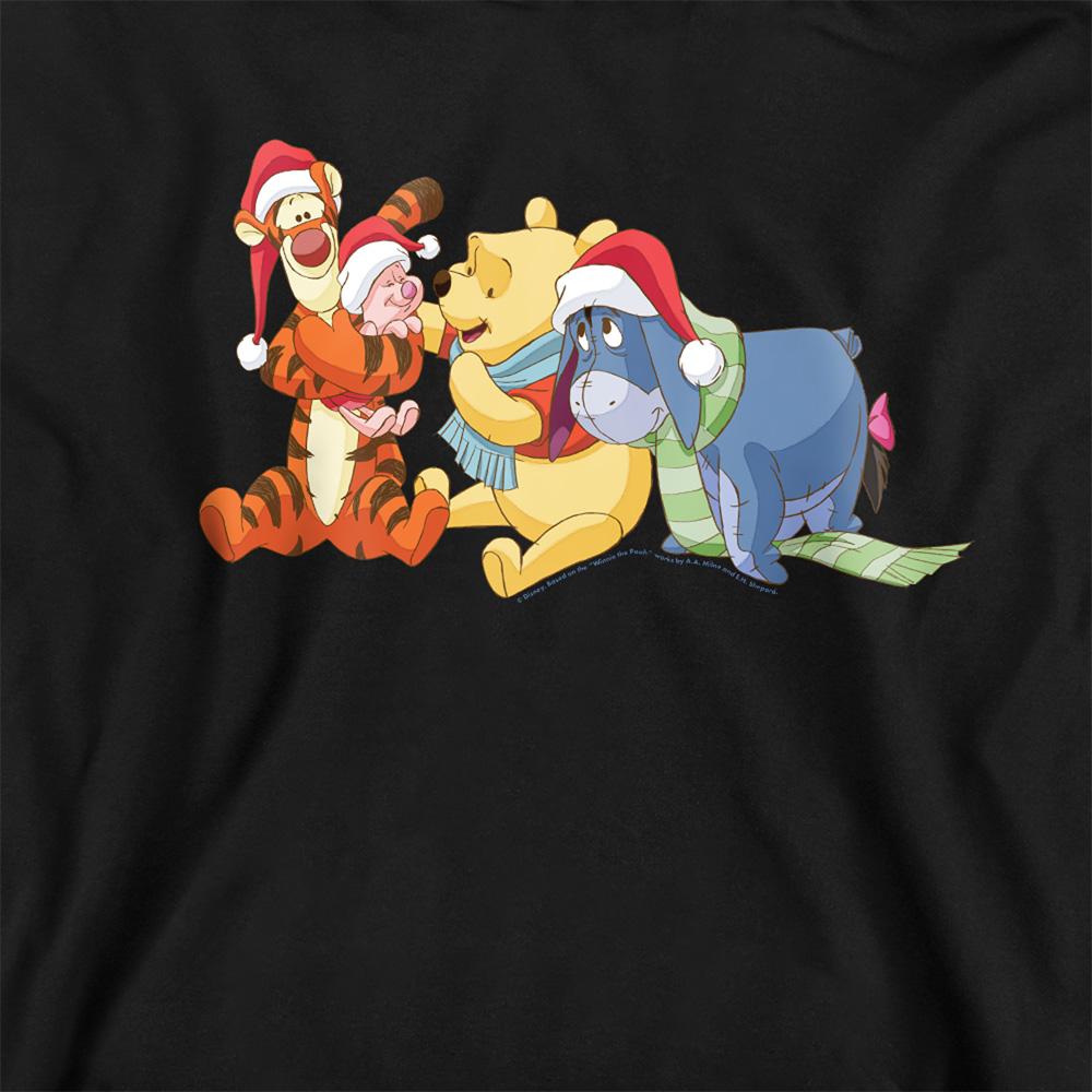 Black - Back - Winnie the Pooh Childrens-Kids Santa Hat Christmas Hoodie