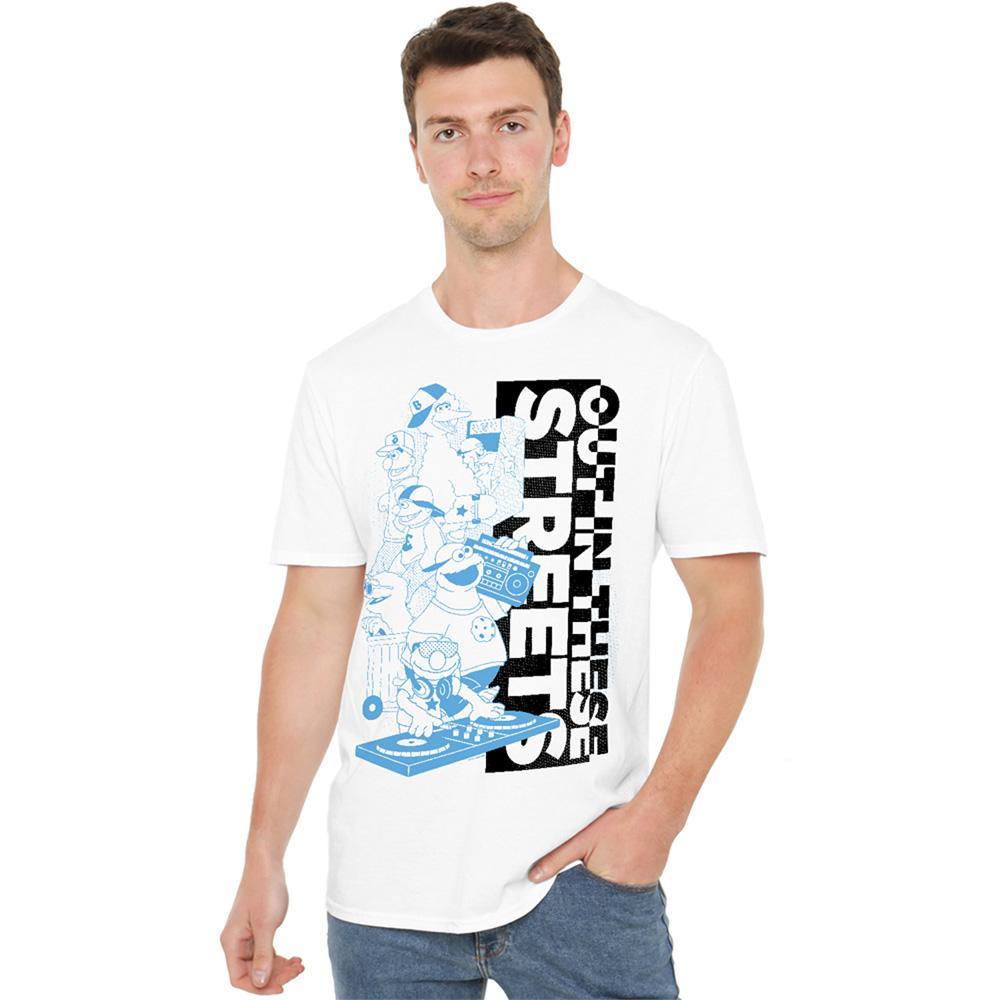 White - Back - Sesame Street Unisex Adult Out In These Streets T-Shirt