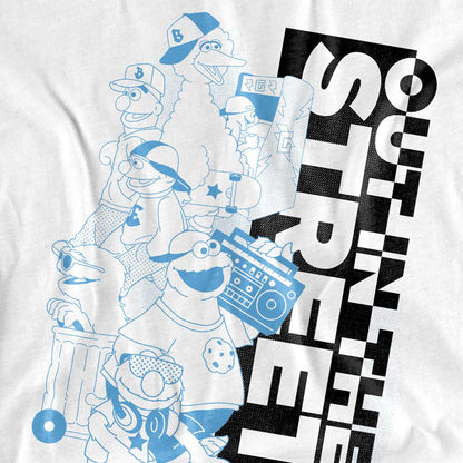 White - Side - Sesame Street Unisex Adult Out In These Streets T-Shirt