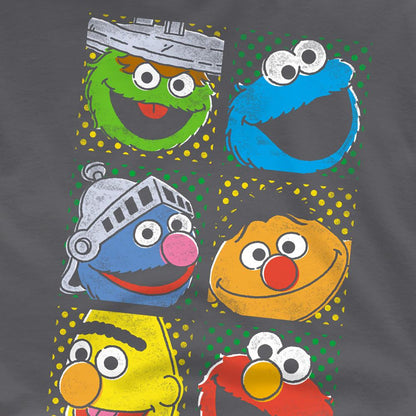 Charcoal - Side - Sesame Street Unisex Adult Group T-Shirt