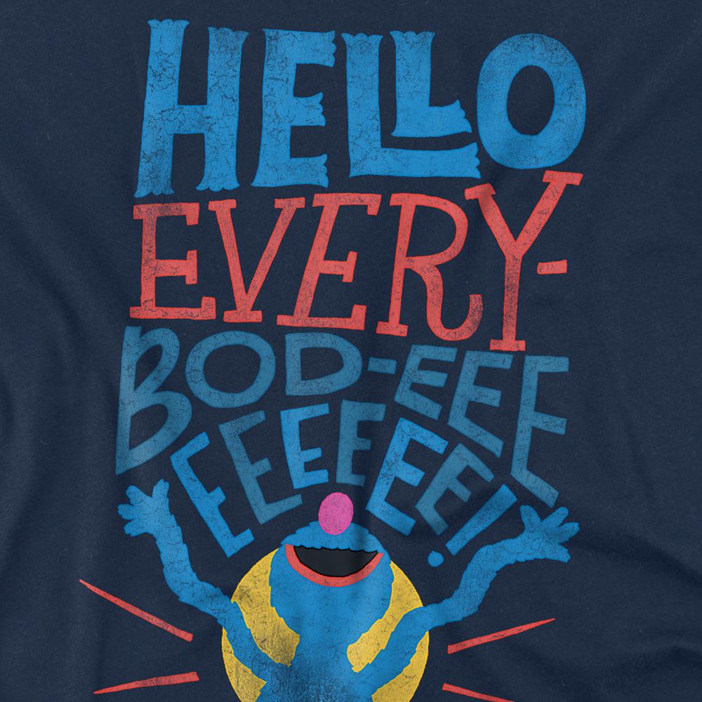 Navy - Side - Sesame Street Unisex Adult Hello Everybody Grover T-Shirt