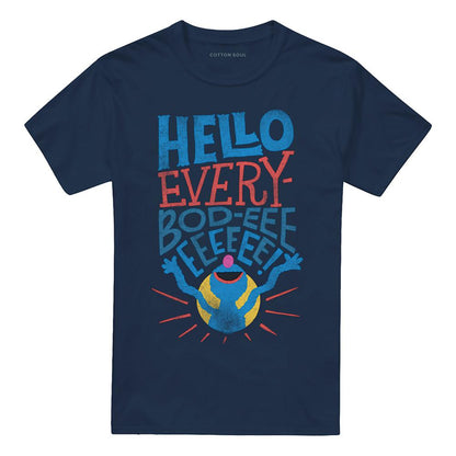 Navy - Front - Sesame Street Unisex Adult Hello Everybody Grover T-Shirt