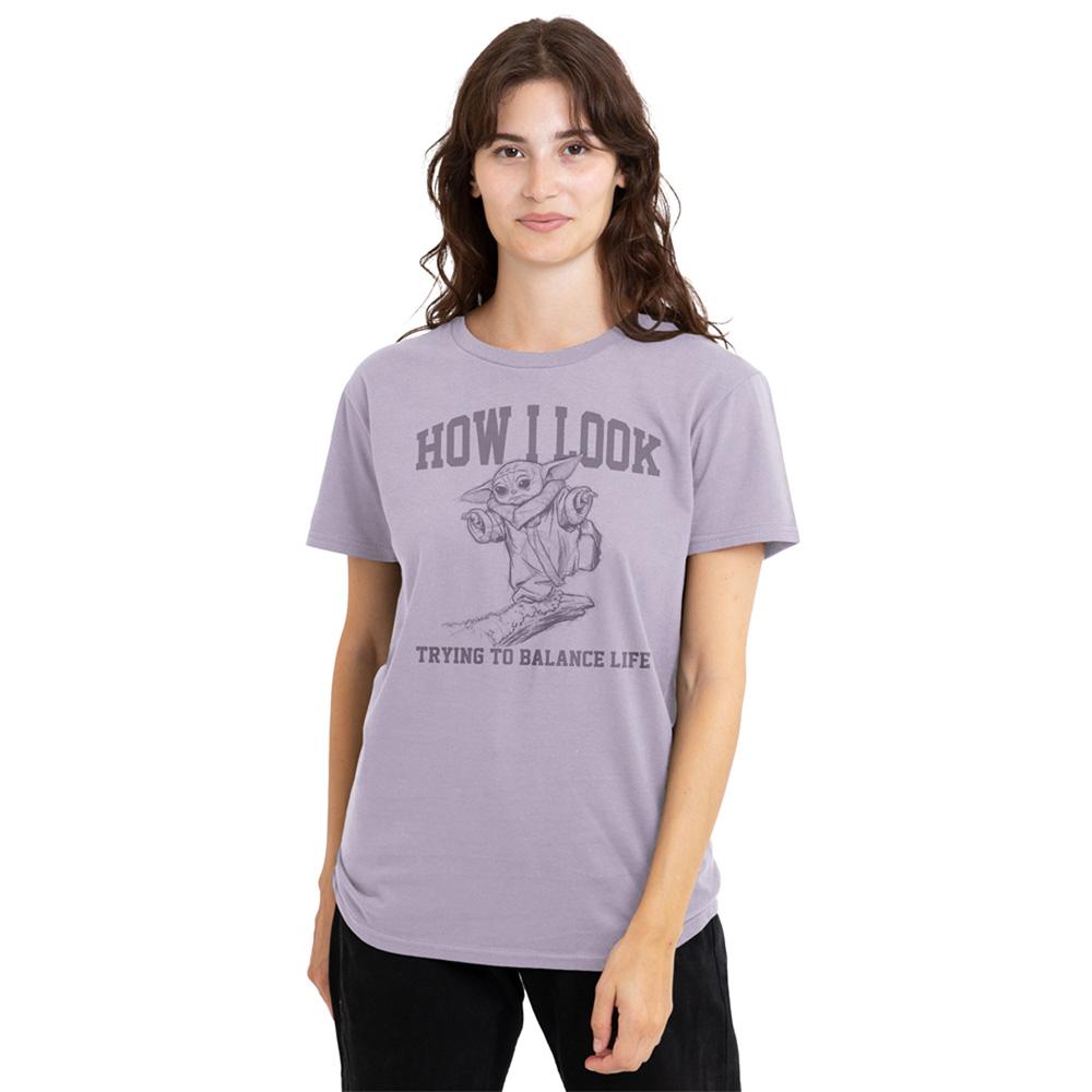 Soft Lavender - Lifestyle - Star Wars The Mandalorian Womens-Ladies Trying To Balance Life T-Shirt