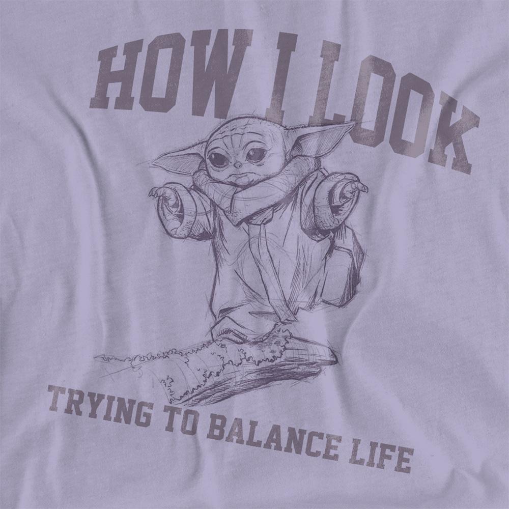 Soft Lavender - Side - Star Wars The Mandalorian Womens-Ladies Trying To Balance Life T-Shirt