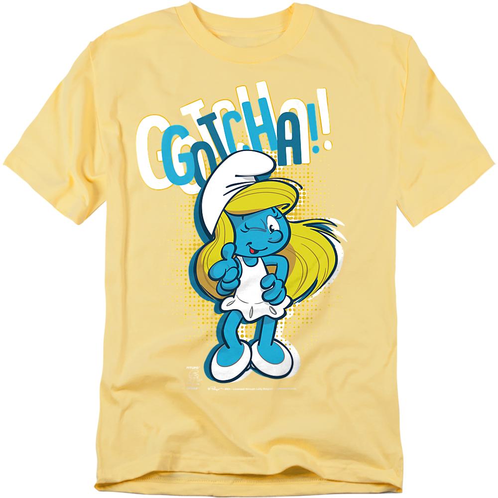 Banana Yellow - Front - The Smurfs Unisex Adult Gotcha! Smurfette T-Shirt