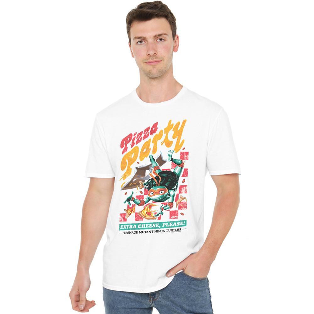 White - Back - TMNT Unisex Adult Pizza Party Michelangelo T-Shirt