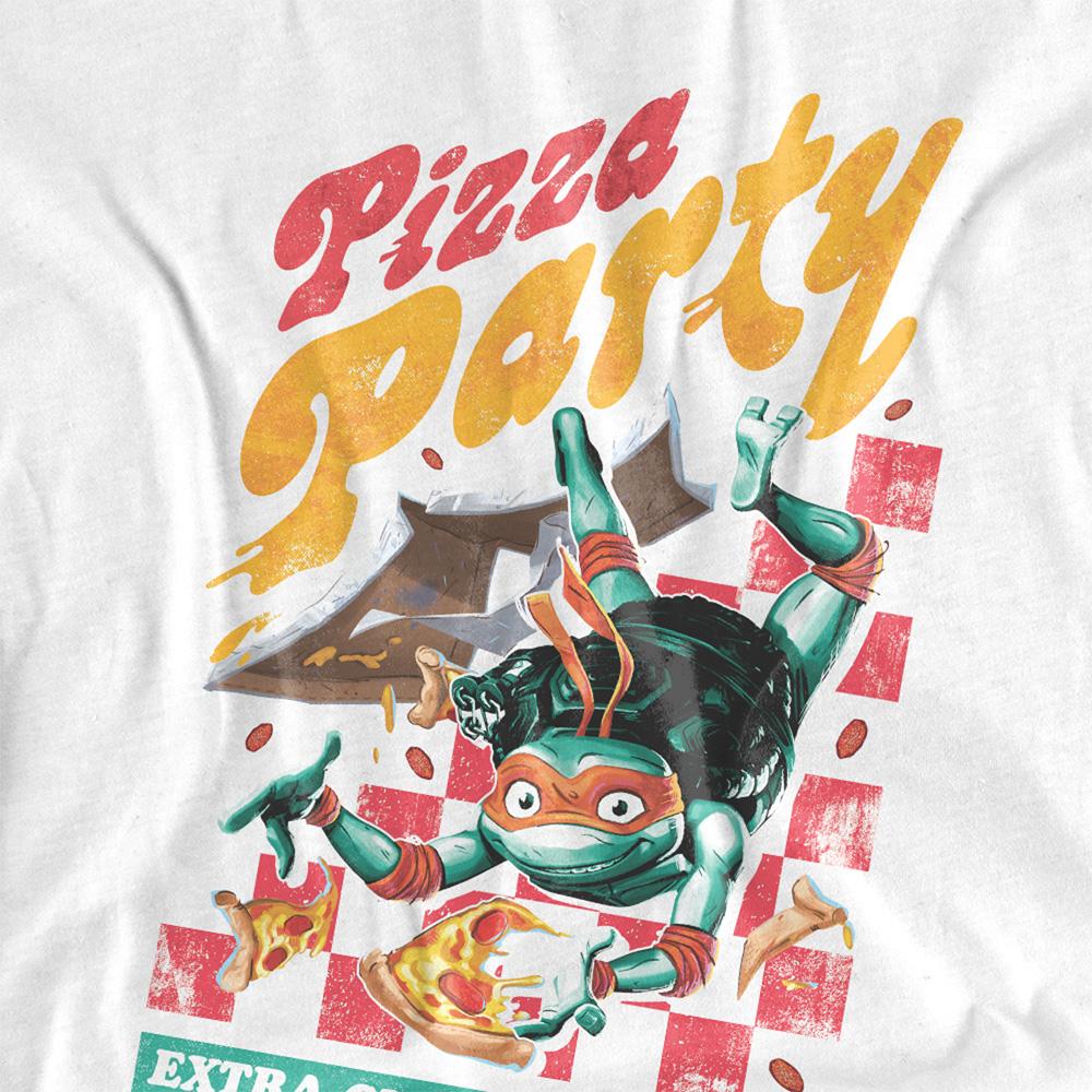 White - Side - TMNT Unisex Adult Pizza Party Michelangelo T-Shirt