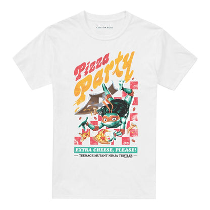 White - Front - TMNT Unisex Adult Pizza Party Michelangelo T-Shirt
