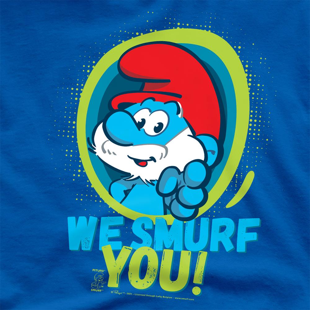 Royal Blue - Side - The Smurfs Unisex Adult We Smurf You! Papa Smurf T-Shirt