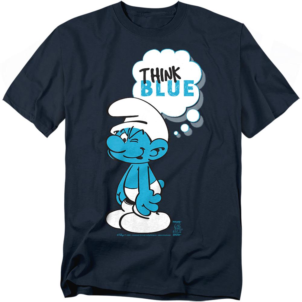 Navy - Front - The Smurfs Unisex Adult Think Blue T-Shirt