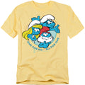 Banana Yellow - Front - The Smurfs Unisex Adult All For One T-Shirt
