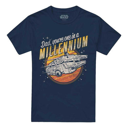 Navy - Front - Star Wars Unisex Adult Dad One In A Millennium T-Shirt