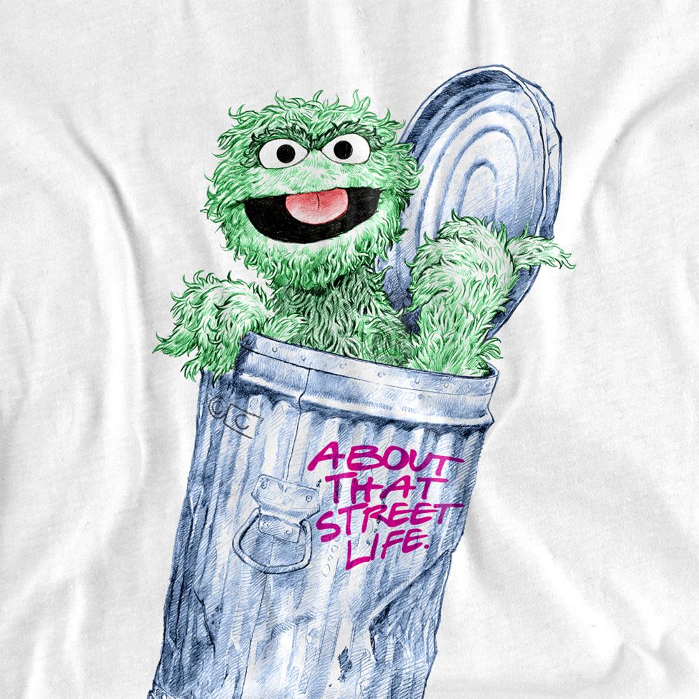 White - Side - Sesame Street Unisex Adult About That Street Life T-Shirt