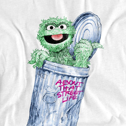 White - Side - Sesame Street Unisex Adult About That Street Life T-Shirt