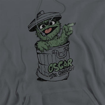 Charcoal - Side - Sesame Street Unisex Adult Early Oscar The Grouch Hoodie