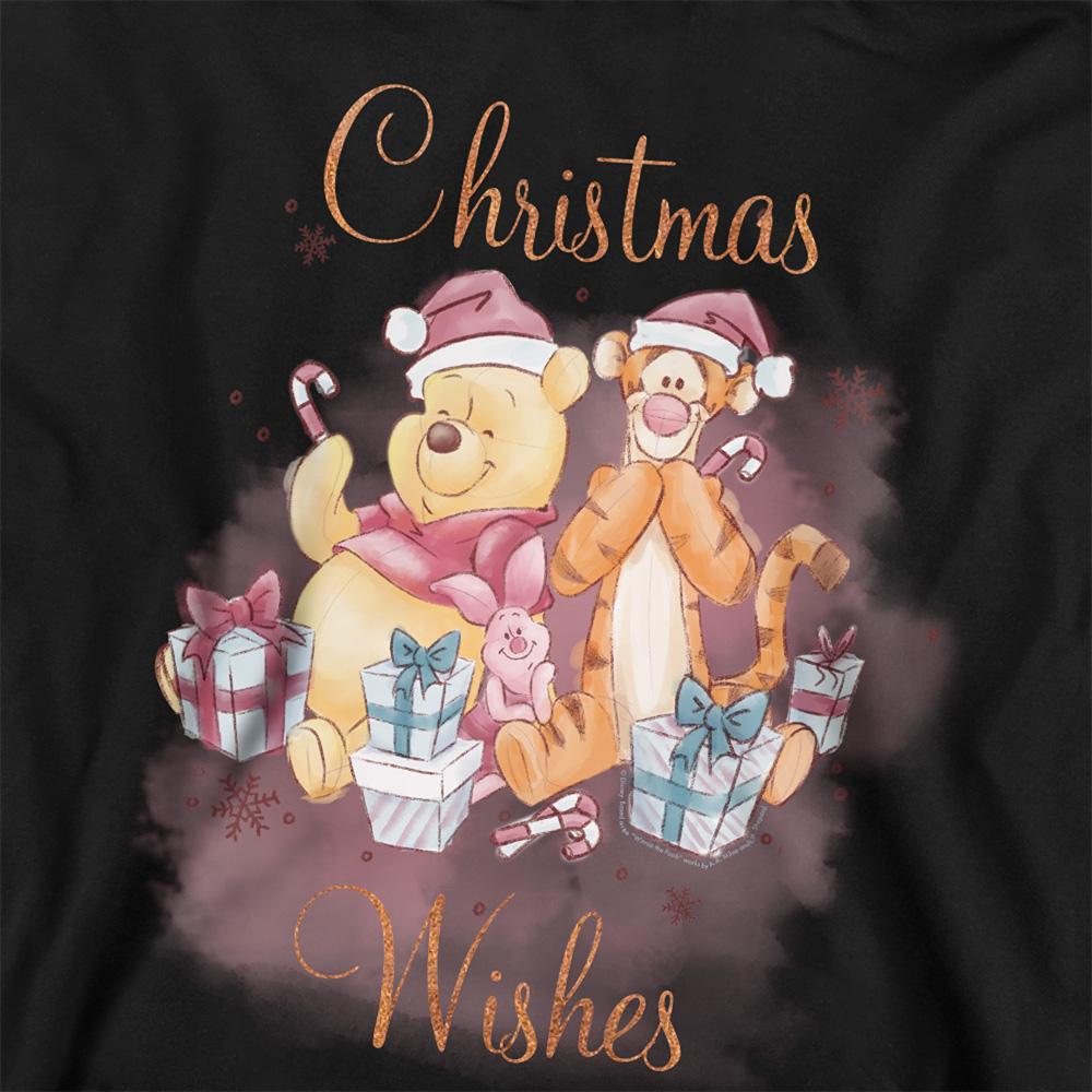 Black - Back - Winnie the Pooh Childrens-Kids Christmas Wishes Hoodie