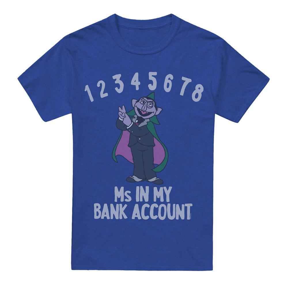 Royal Blue - Front - Sesame Street Unisex Adult Bank Account Count von Count T-Shirt