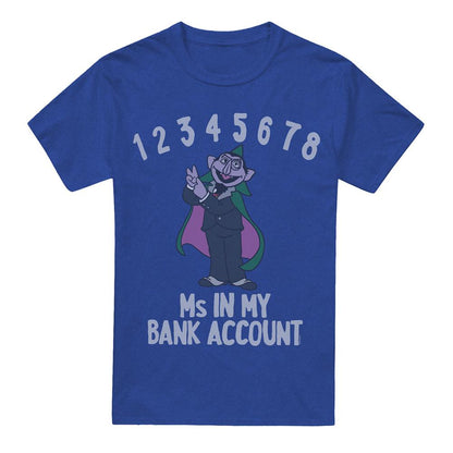 Royal Blue - Front - Sesame Street Unisex Adult Bank Account Count von Count T-Shirt