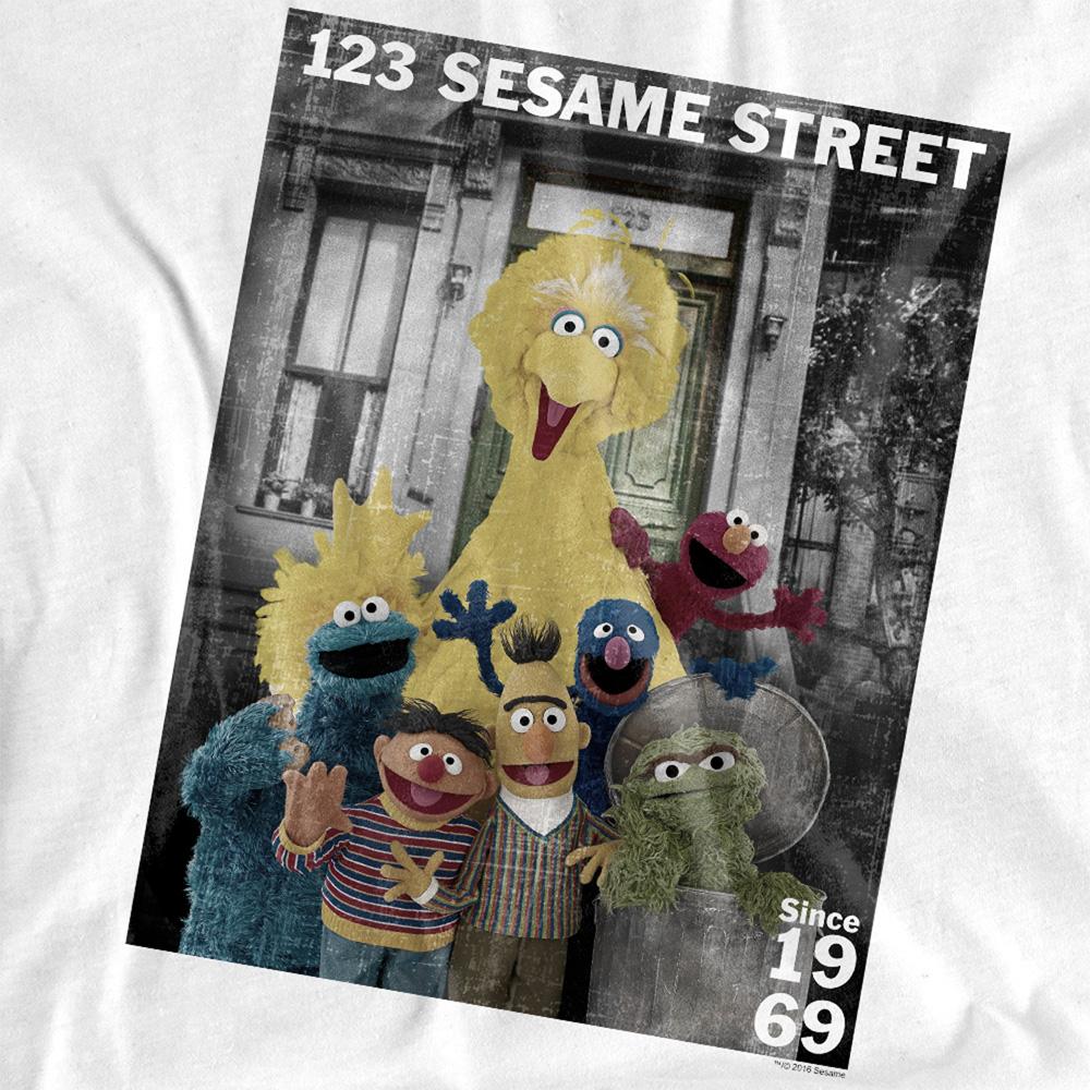 White - Side - Sesame Street Unisex Adult Best Address T-Shirt