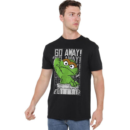 Black - Side - Sesame Street Unisex Adult Go Away T-Shirt