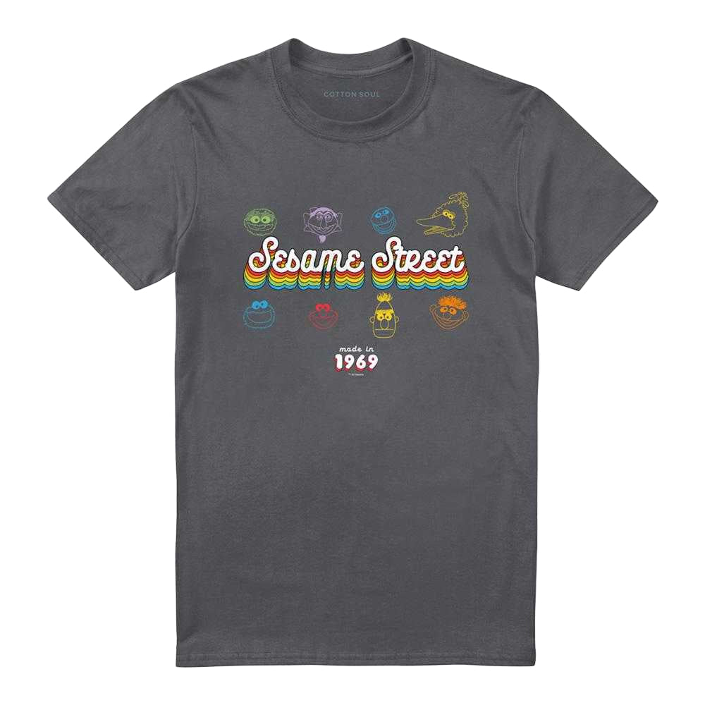 Charcoal - Front - Sesame Street Unisex Adult Made In 1969 T-Shirt