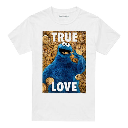 White - Front - Sesame Street Unisex Adult Cookie T-Shirt