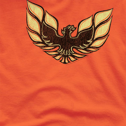 Orange - Pack Shot - Pontiac Unisex Adult Ross 1975 Bird T-Shirt