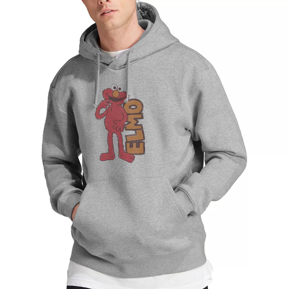 Athletic Heather - Side - Sesame Street Unisex Adult Elmo Vintage Heather Hoodie