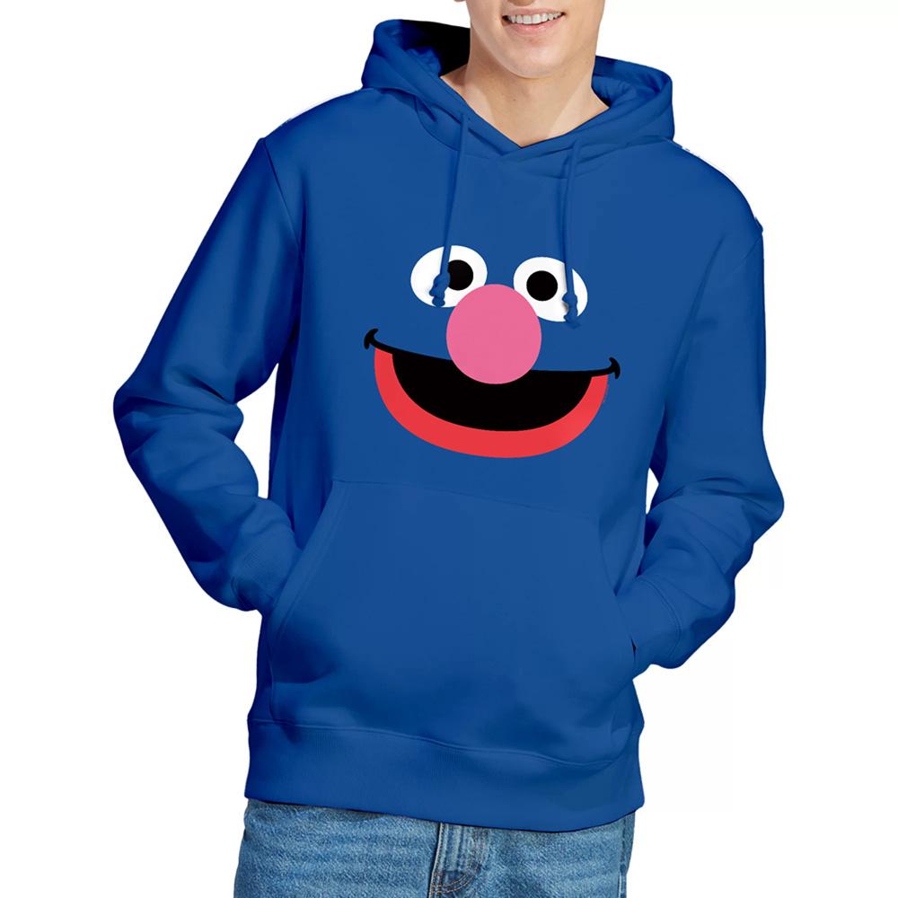 Royal Blue - Side - Sesame Street Unisex Adult Grover Face Hoodie