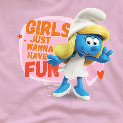 Pink - Pack Shot - The Smurfs Unisex Adult Girls Just Wanna Have Fun Smurfette T-Shirt
