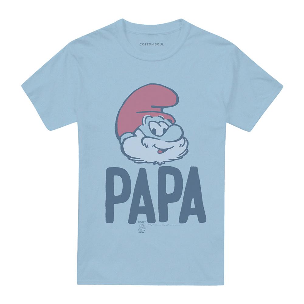 Light Blue - Front - The Smurfs Unisex Adult Papa Smurf T-Shirt
