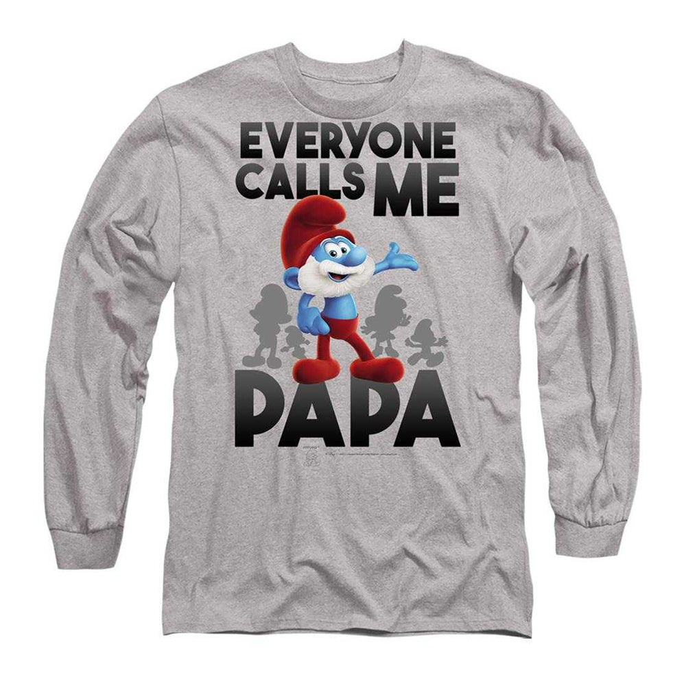 Athletic Heather - Front - The Smurfs Mens Call Me Papa Smurf Long-Sleeved T-Shirt