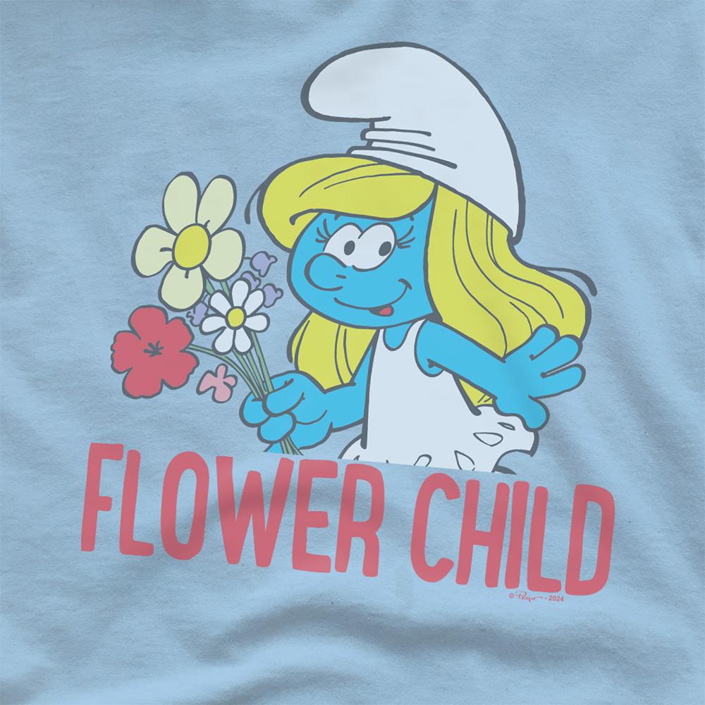 Light Blue - Pack Shot - The Smurfs Unisex Adult Child Smurfette Flower T-Shirt