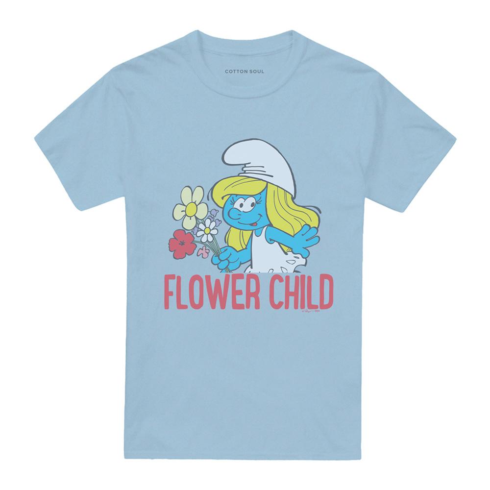 Light Blue - Front - The Smurfs Unisex Adult Child Smurfette Flower T-Shirt