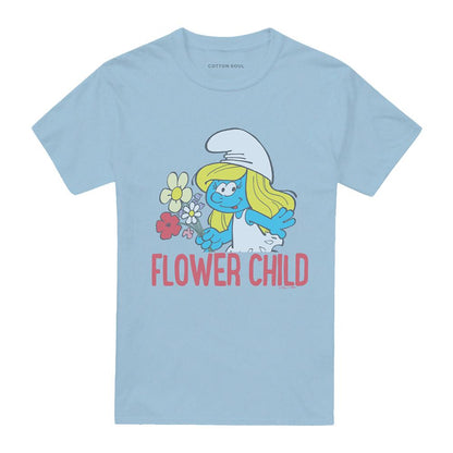 Light Blue - Front - The Smurfs Unisex Adult Child Smurfette Flower T-Shirt