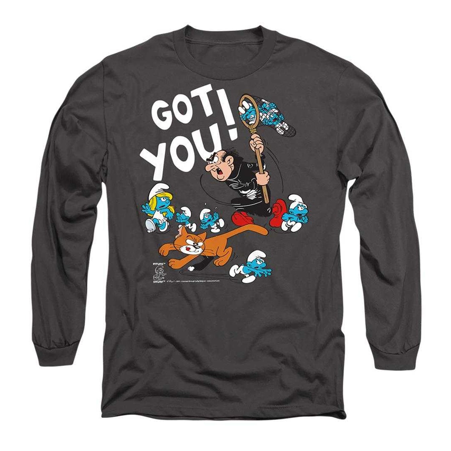 Charcoal - Front - The Smurfs Mens Gargamel Long-Sleeved T-Shirt