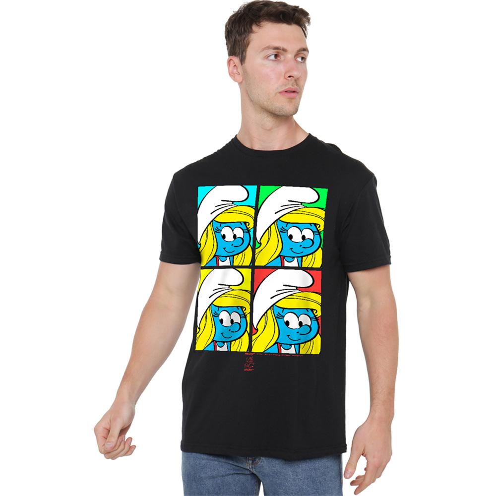 Black - Side - The Smurfs Unisex Adult Tiles T-Shirt