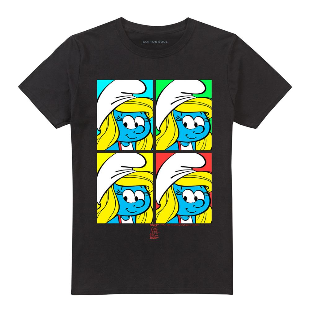 Black - Front - The Smurfs Unisex Adult Tiles T-Shirt