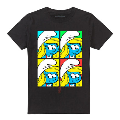 Black - Front - The Smurfs Unisex Adult Tiles T-Shirt
