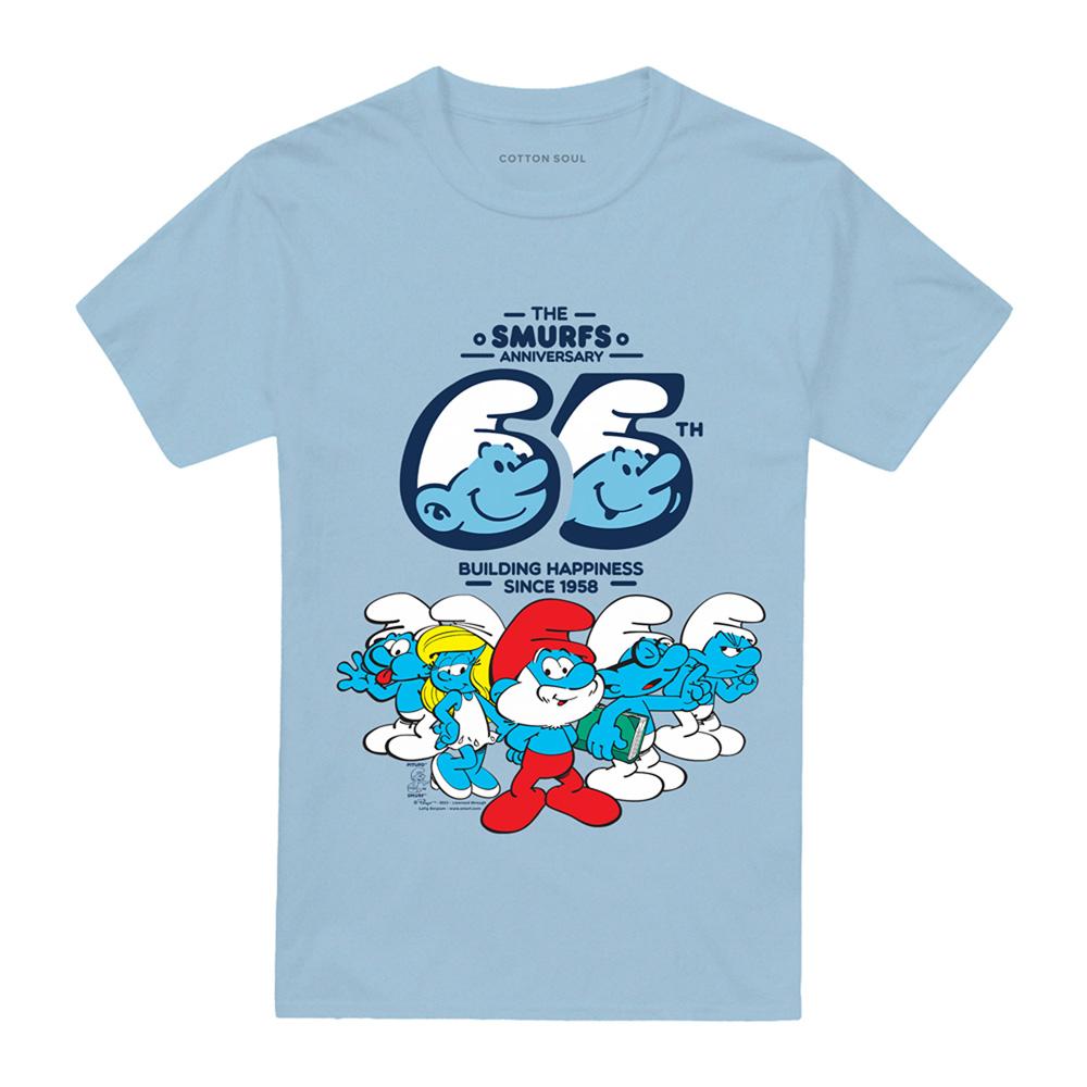 Light Blue - Front - The Smurfs Unisex Adult Group Anniversary T-Shirt