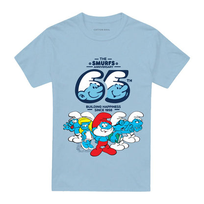 Light Blue - Front - The Smurfs Unisex Adult Group Anniversary T-Shirt
