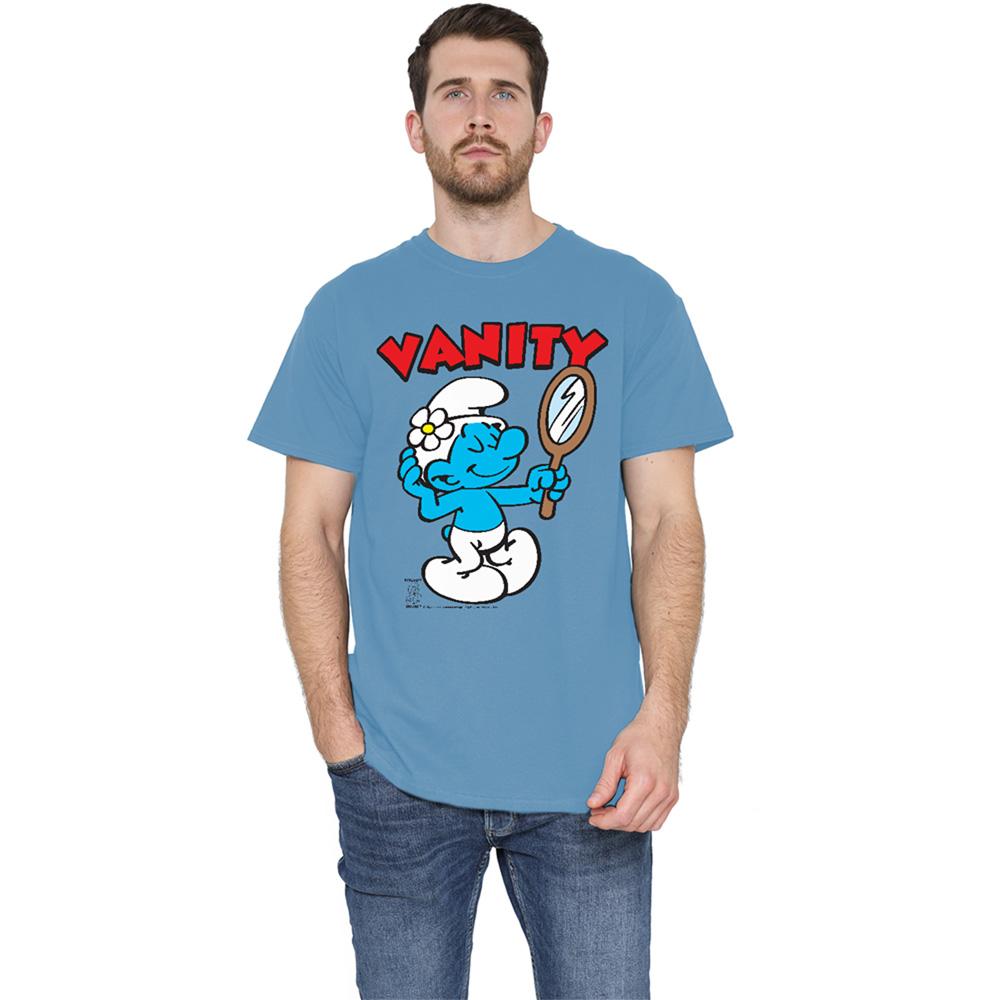 Carolina Blue - Side - The Smurfs Unisex Adult Vanity Smurf T-Shirt