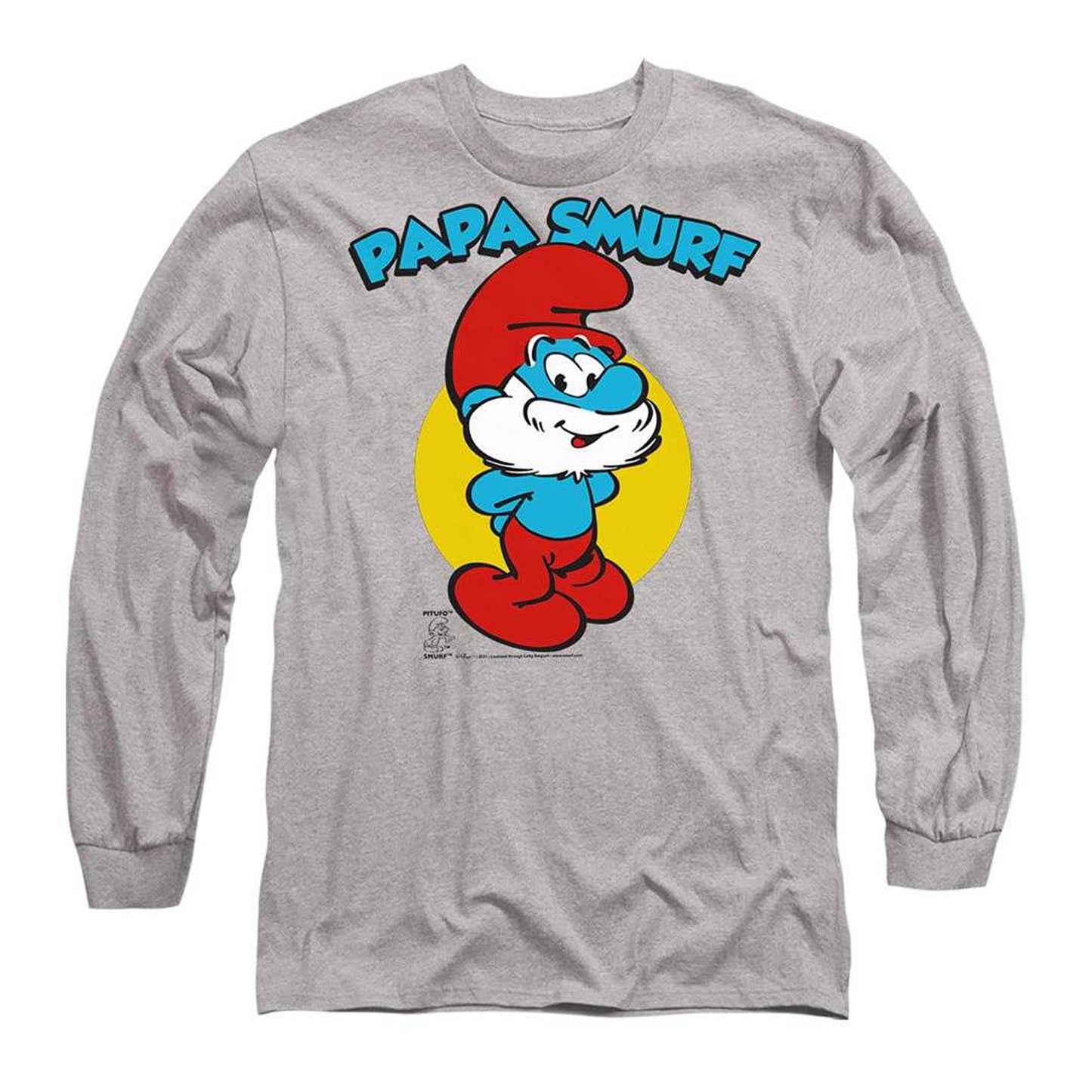 Athletic Heather - Front - The Smurfs Mens Papa Smurf Long-Sleeved T-Shirt