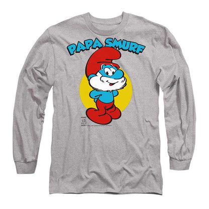 Athletic Heather - Front - The Smurfs Mens Papa Smurf Long-Sleeved T-Shirt