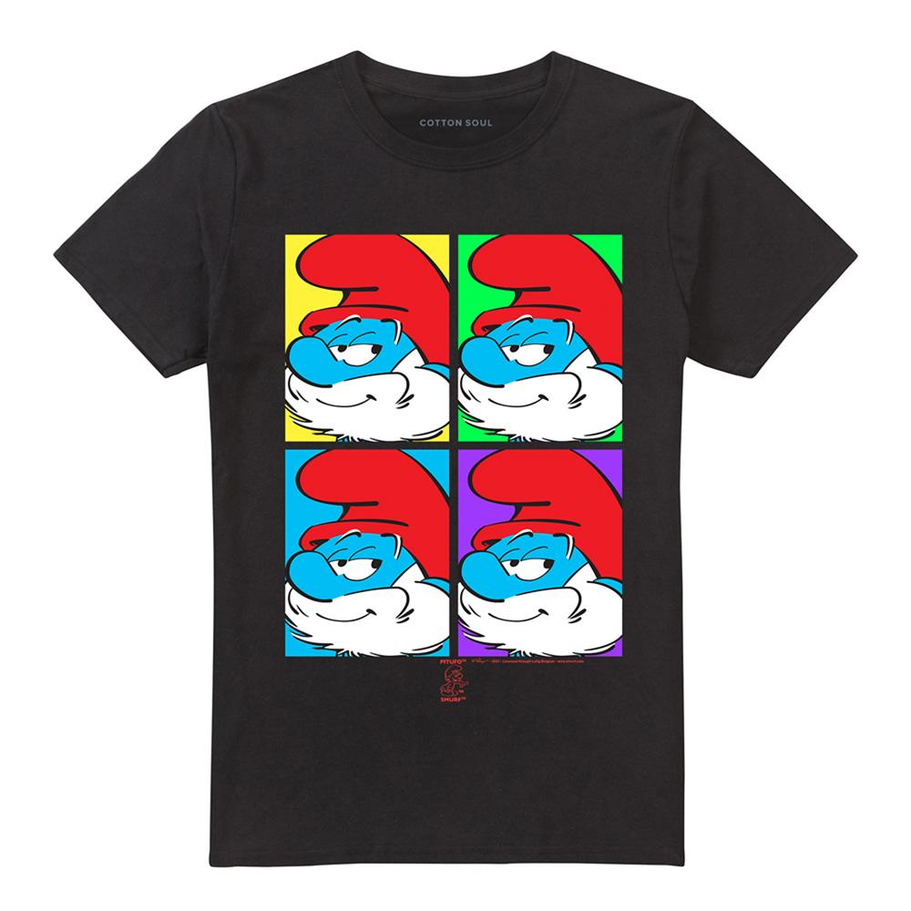 Black - Front - The Smurfs Unisex Adult Tiles T-Shirt