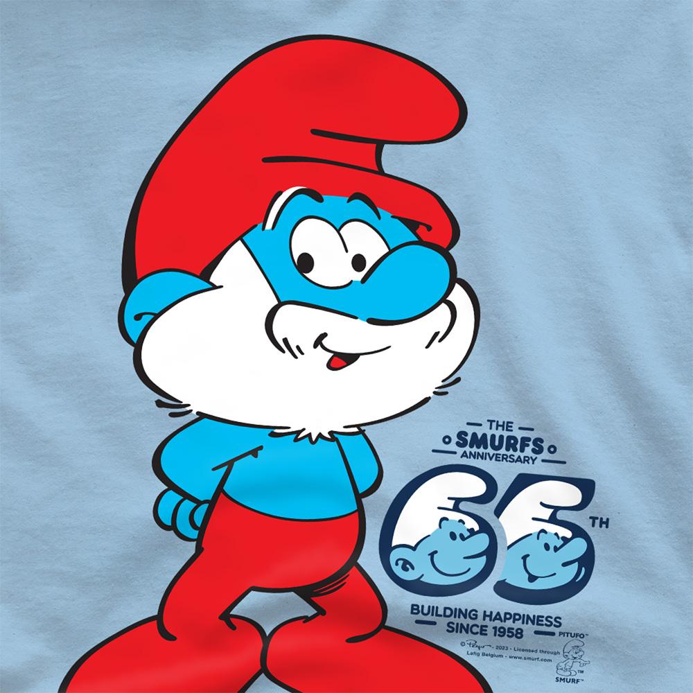 Light Blue - Pack Shot - The Smurfs Unisex Adult Papa Smurf Anniversary T-Shirt