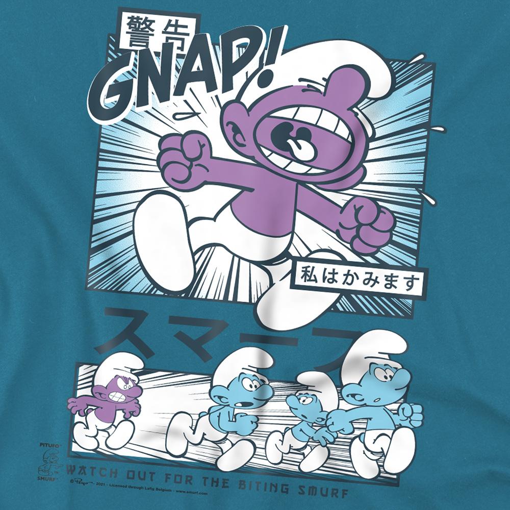 Slate - Pack Shot - The Smurfs Unisex Adult Manga Watch For Biting Smurf T-Shirt